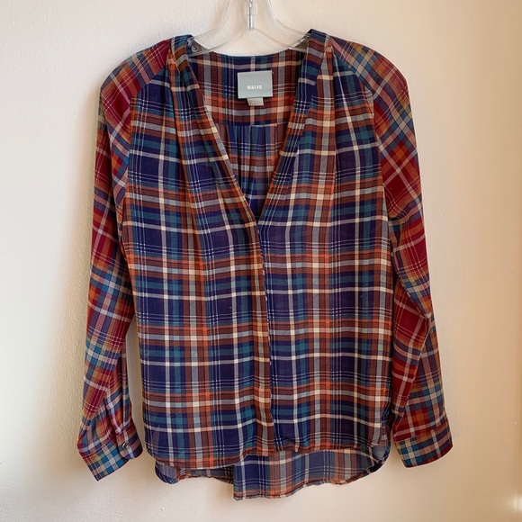 Anthropologie Maeve sheer plaid top - Picture 3 of 10